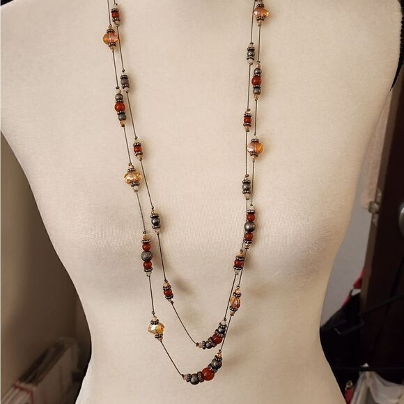 Charming charlie silver double strand floating crystal necklace - Picture 9 of 11